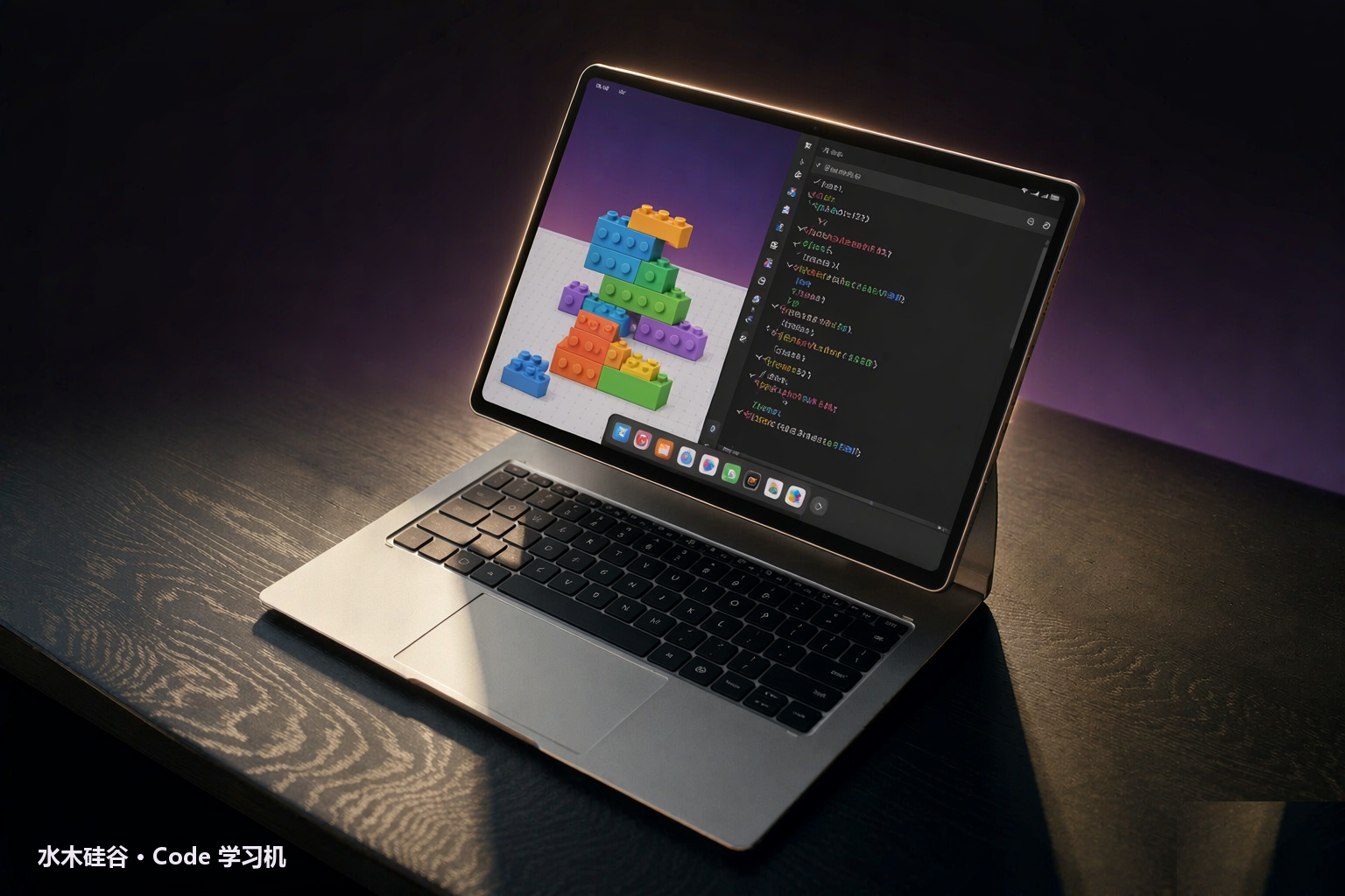 水木硅谷 Code 学习机主视觉：从拖第一个积木，到写第一个算法